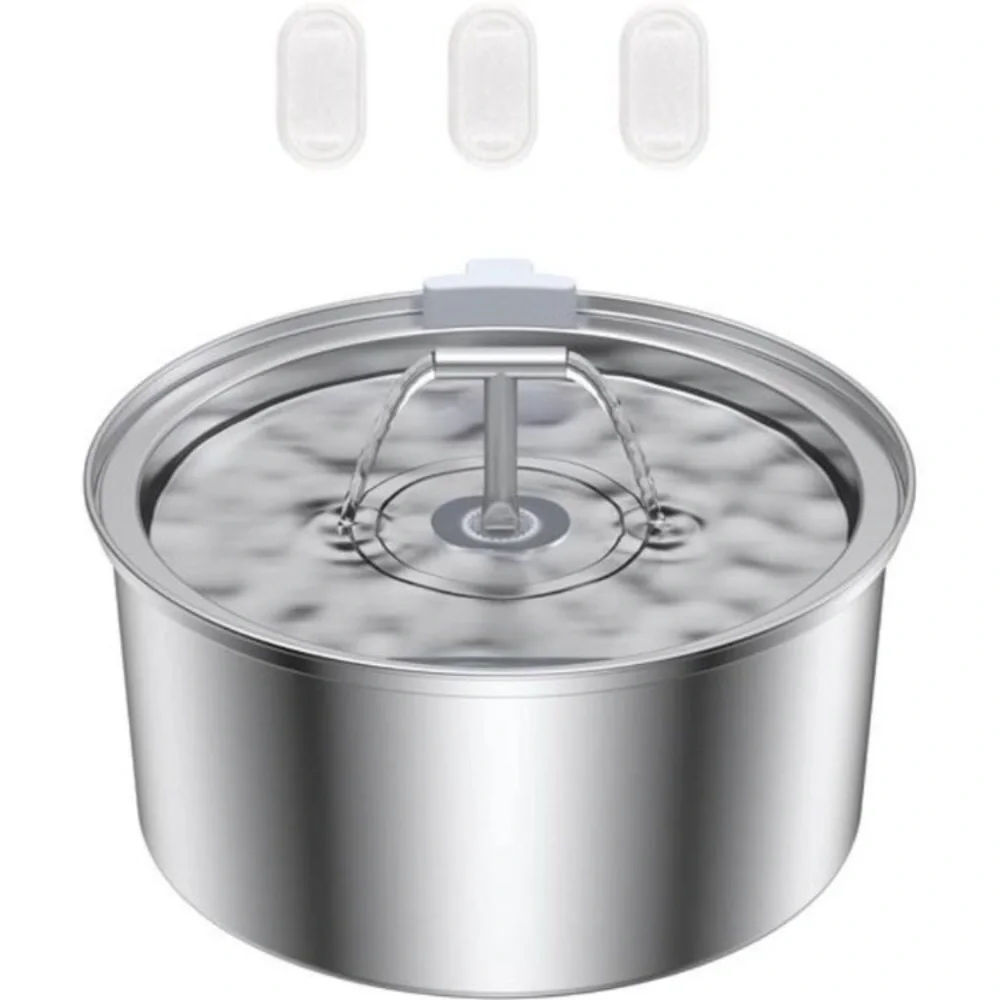 Cat Water Fountain Stainless Steel, 0.8gal/108oz Pet Water Fountain, 3 Filters